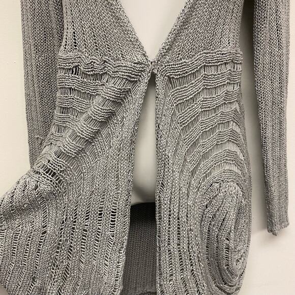 BCBGMAXAZRIA Womens Size M Gray Knit Duster Cardigan Sweater - Picture 2 of 8